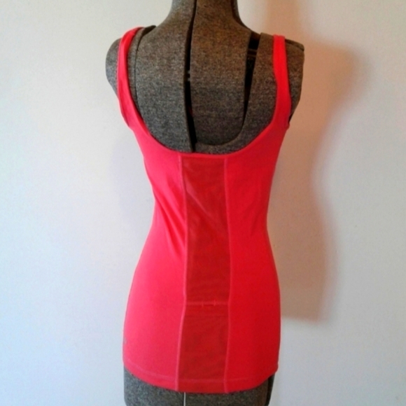 Lululemon Run coral pink Tie And Fly Mesh Tank Top shirt size 6 mesh strip back - Picture 2 of 4